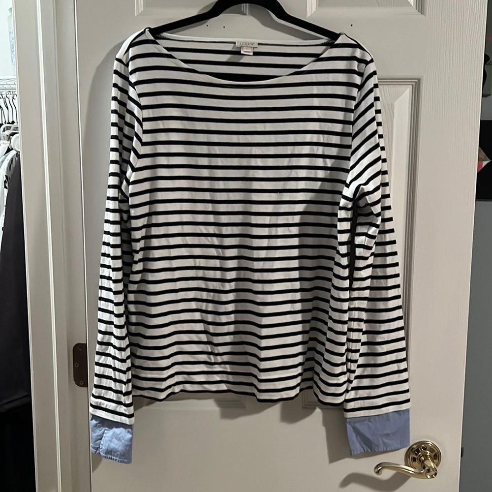 jcrew stripe shirt with cuff sleeves